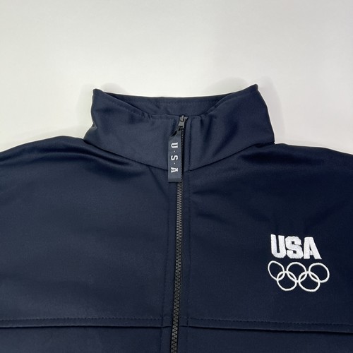 USOC US Olympic Committee Mens Track Jacket Full Zip Blue XXL 2XL USA Made - Picture 5 of 11