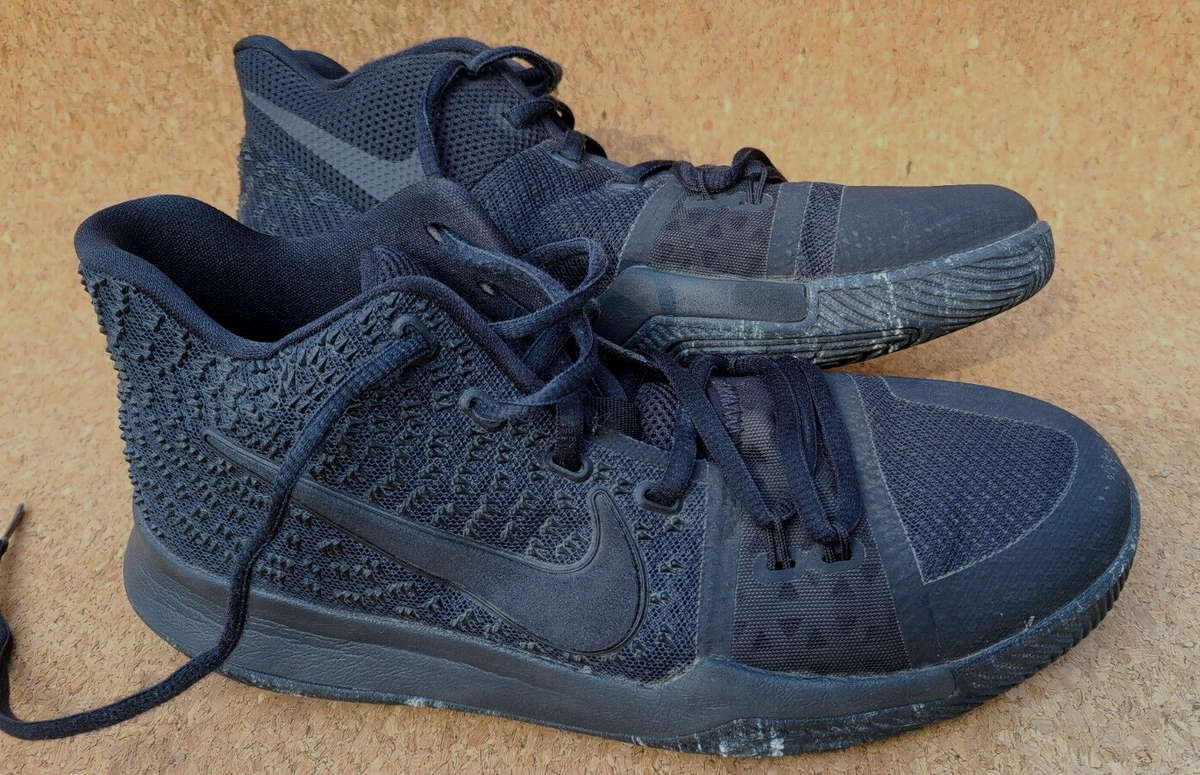 Youth Boys Sz 7 NIKE Kyrie 3 GS Triple Black Marble Shoes 859466
