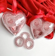 Invisibobble Heart Gift Limited Edition Hair Ties Ring, 2 Clear 3 Pink New