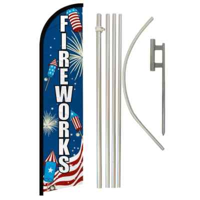 Fireworks USA Windless Full Curve Advertising Banner Flag & Pole Kit