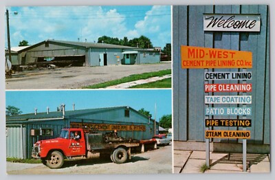 ''MID-WEST CEMENT PIPE LINING CO''1960s CROSSVILLE IL Advertising Postcard