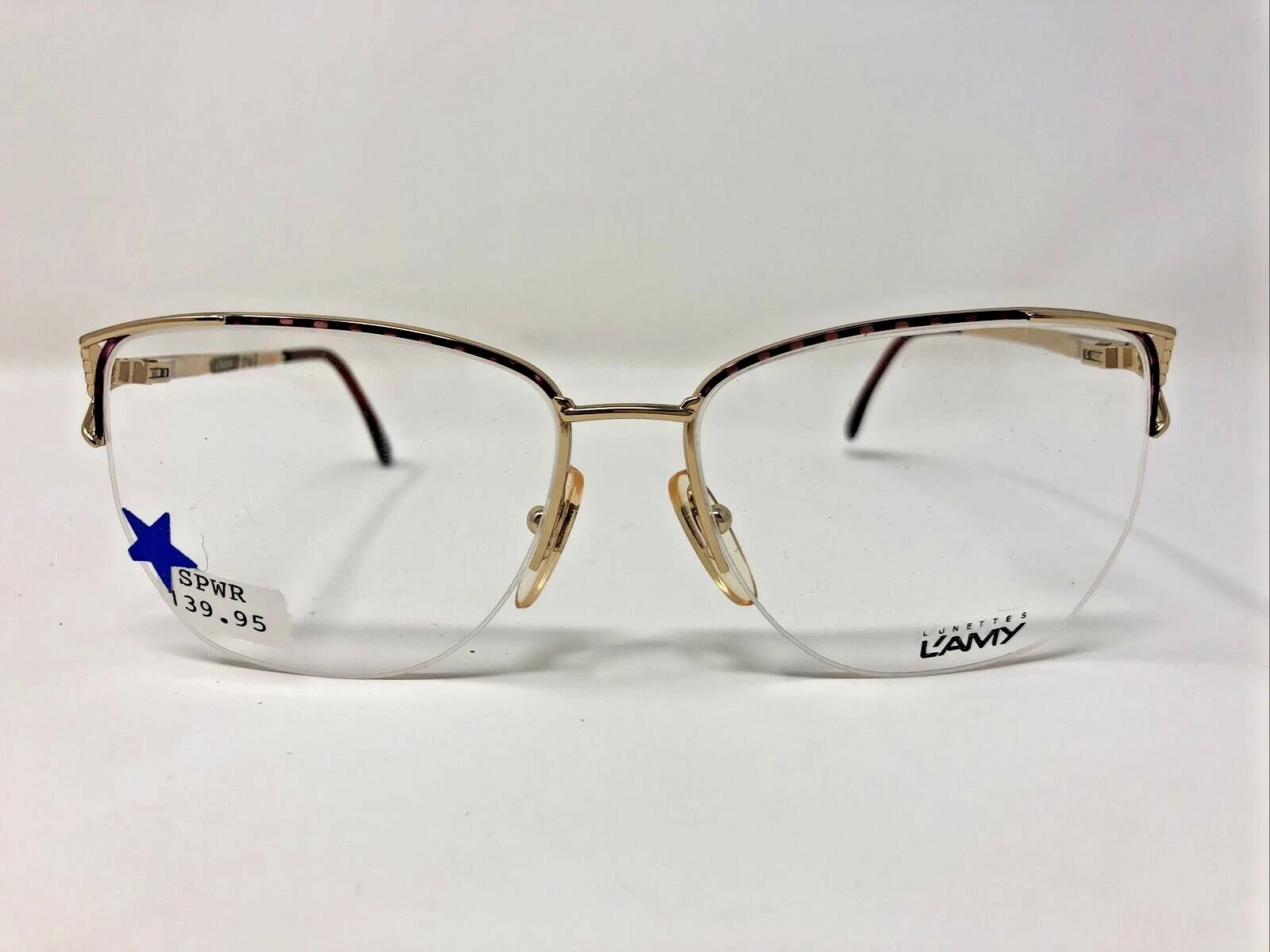 L’AMY LUNETTES Eyeglasses Frames BRITTANY X672 57 16 130 Gold Pink Half Rim KF77