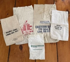 Lot of 5 Vintage Bank/Numismatic Canvas Bags - Empty - Mixed Designs - Used