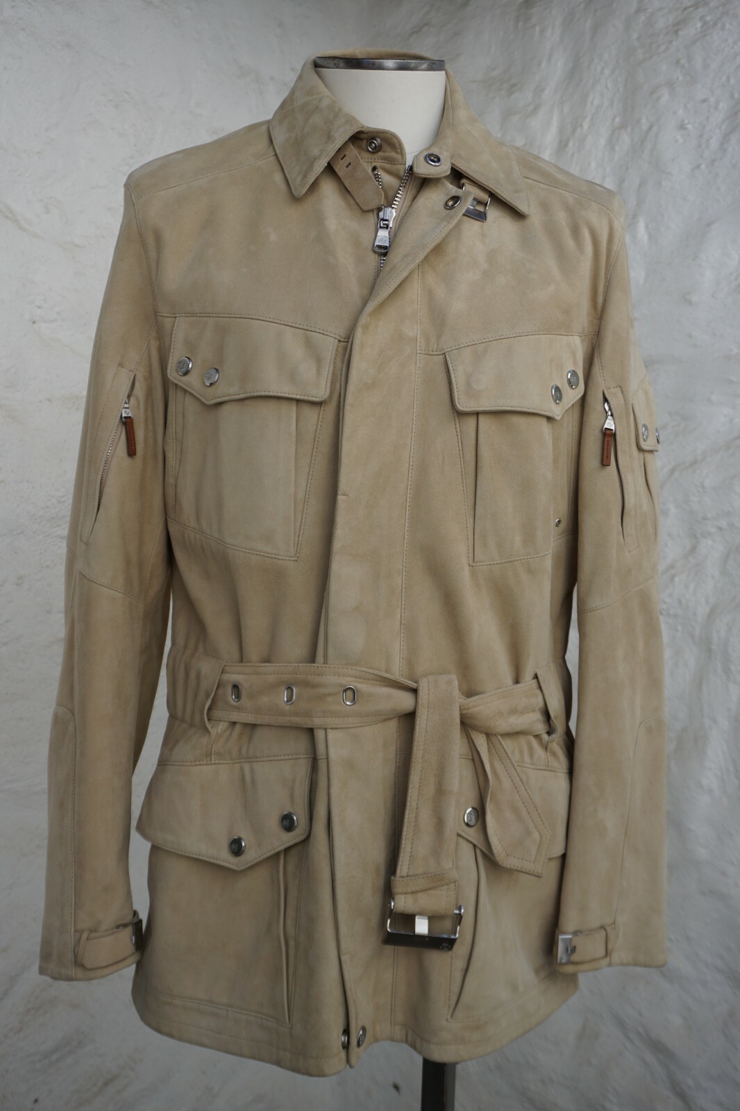 Suede Leather Safari Field Jacket Coat 