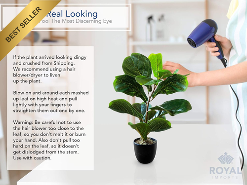 21" Artificial Fiddle Leaf Fig Tree in Decorative Planter for Home Decor - Picture 5 of 12