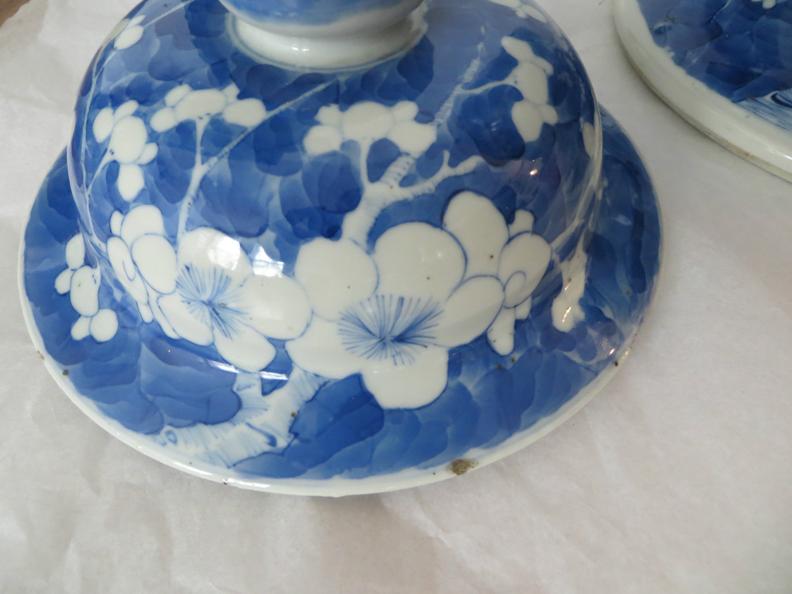 Chinese Antique Vase Large Blue Porcelain Prunus Jar and Cover Kangxi