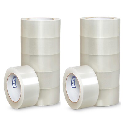 (12) ULINE S-423 2'' x 110yds 2mil PACKING / SHIPPING TAPE ROLLS TWELVE TOTAL
