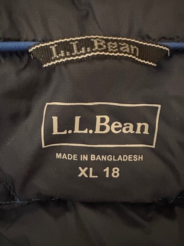 LL Bean Boys Ultralight 650 Down Jacket Size XL 18 Royal Blue - Picture 20 of 21