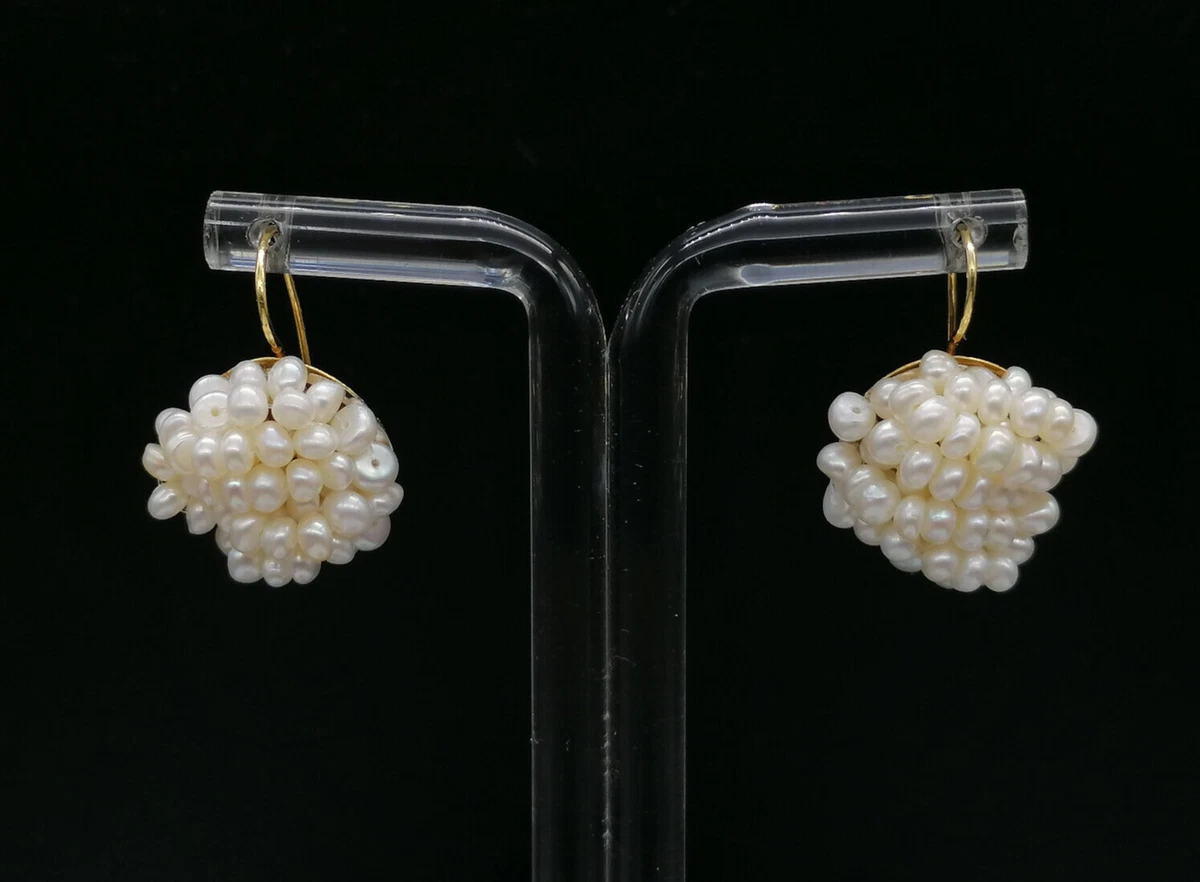 Orecchini Pendenti Con Perle A Moneta Grandi In Oro Bianco 14 - Foto 6