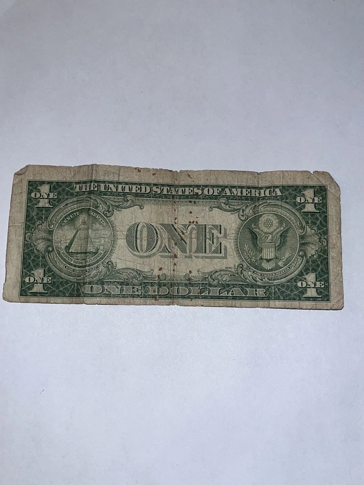 1935 F Series RARE ERROR DOLLAR BILL SILVER CERTIFICATE BLUE SEAL - Image 2 of 3