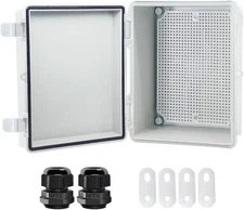 Junction Box Hinged Clear Cover IP67 Waterproof ABS Project Box with 2 NPT 1/...
