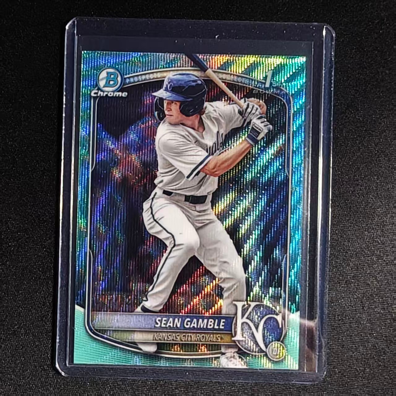 🔌IU 2025 BOWMAN DRAFT BASEBALL PROSPECT 1ST CHROME AQUA WAVE /125 SEAN GAMBLE