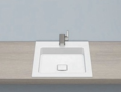 Alape EB.Q450H Einbau-Waschtischeinsatz 450 mm quadratisch Stahl glasiert weiß 2303000000