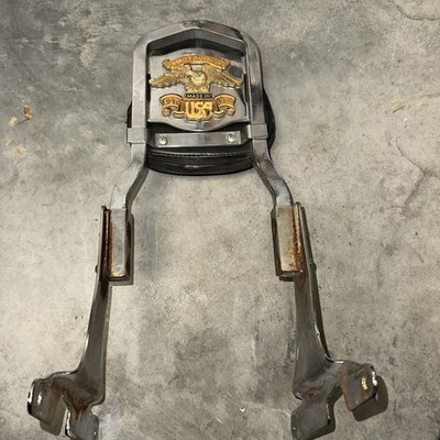 VINTAGE HARLEY DAVIDSON PASSENGER SISSY BAR + BACKREST GOLD EAGLE