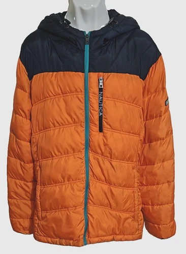 NAUTICA Men's XXL Water Wind Resistant Puffer Jacket N-83  2XL Orange/Navy image 10