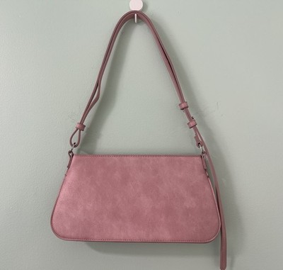 ZARA Pink Baguette Shoulder Bag Faux Suede Y2K Retro Minimalist Purse