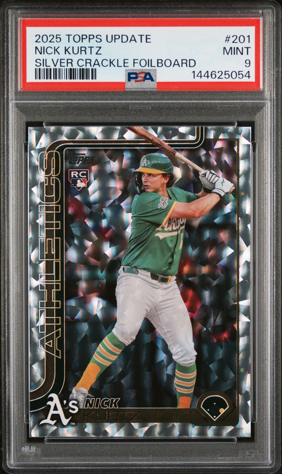 2025 TOPPS UPDATE SILVER CRACKLE FOILBOARD #201 NICK KURTZ ROOKIE RC PSA 9