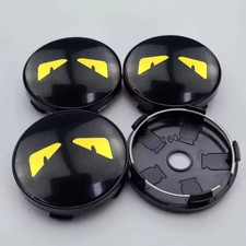 4 x Dragon Eyes Wheel Center Caps Set Black Silver 60mm Face 56mm Clip on Design