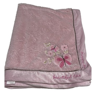 Koala Baby Blanket Plush Pink ''beautiful like my mommy'' Butterflies Flowers Secu