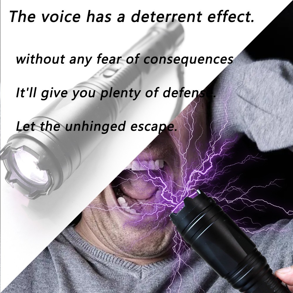 stun gun with LED flashlight, rechargeable, for self-defense