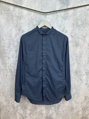 Chemise habillée Giorgio Armani bleu marine à carreaux cachés coton stretch t... - Photo 1/4
