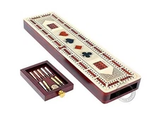 House of Cribbage - 3 Track Continuous Cribbage Board Inlaid in Maple 