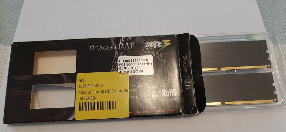 GEIL DRAGON-KIT RAM DDR3 8GB (2x4GB) PC3-10600 1333MHz CL9-Confezione Originale - Immagine 2 di 4