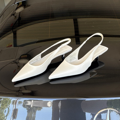 H&M White Slingback Kitten Heels Pointed Toe Women's Shoes