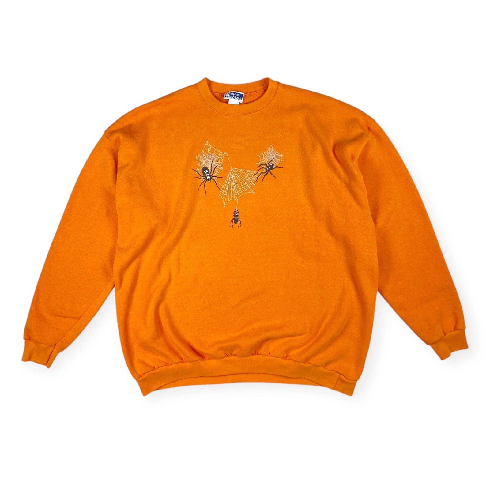 Endless Designs Vintage 90's Orange Spider Halloween Sweatshirt 3XL