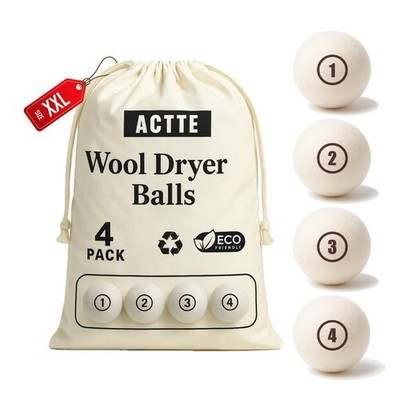 Wool Dryer Balls Laundry, XXL(3.1'') 4 Pack, Premium Fabric Softener Ball, Reu...