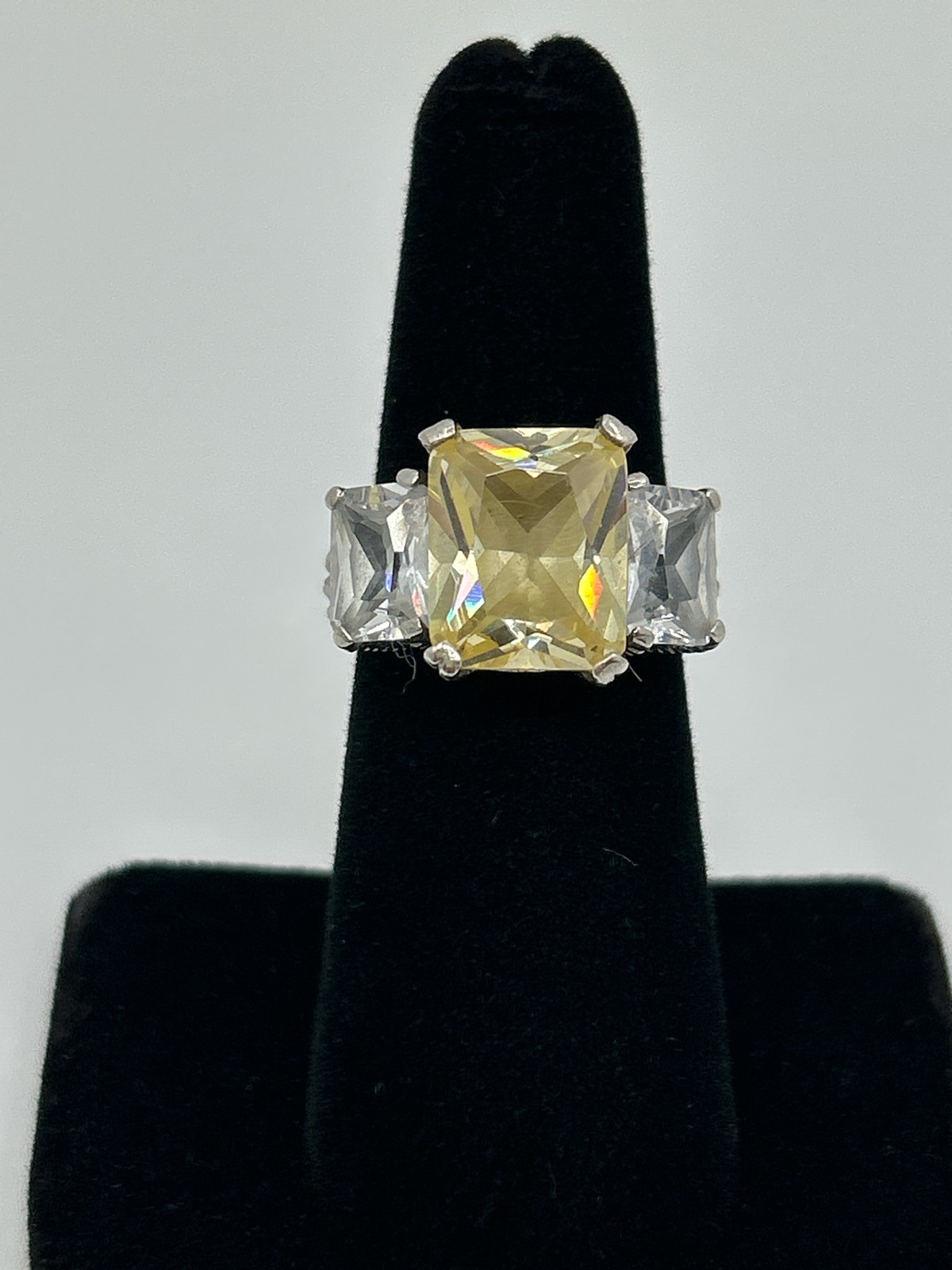 Sterling Silver Ring Yellow White Lab Simulated S… - image 1