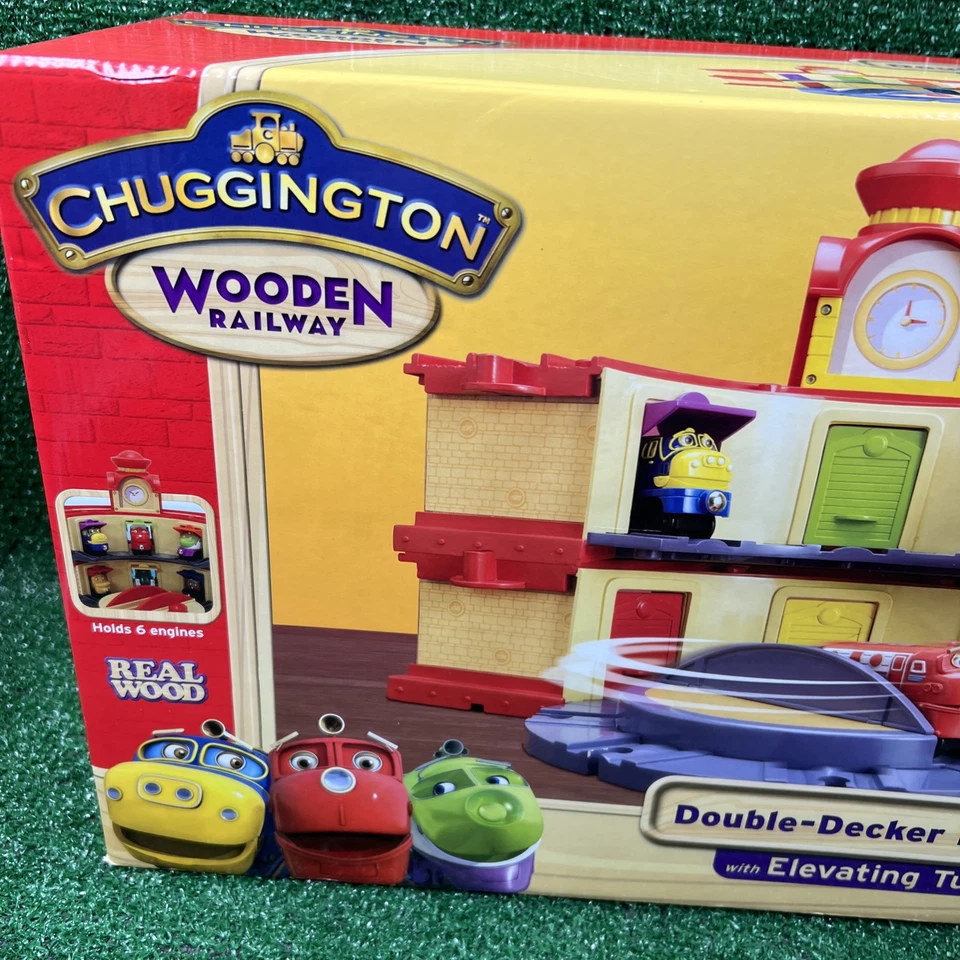 Casa redonda de dos pisos para ferrocarril de madera Chuggington con tocadiscos elevador nuevo Foto 2 de 4