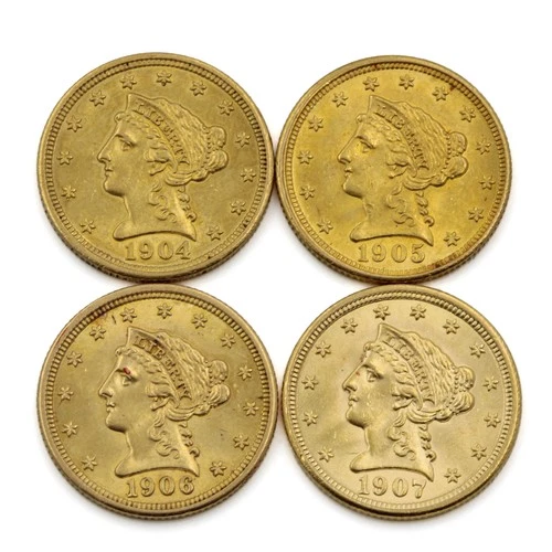 1904 - 1907 $2.50 Liberty Head Quarter Eagle Gold Coins Lot of 4 NR #C847-3