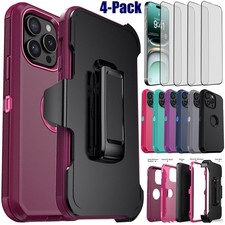For iPhone 15 Pro Max/15+/15 Pro/15 Kickstand Clip Case Cover Screen Protector