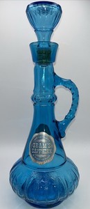 Jim Beam's Genie Bottle Choice Whisky Decanter With Label Vintage Blue Glass