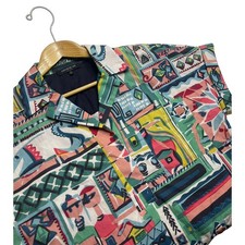 Lafayette 148 Women's New York Huxley Patchwork Print Short Sleeve Top Sz Medium