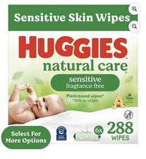 Huggies Natural Care Sensitive Baby Wipes, Unscented, Hypoallergenic, 6 packs