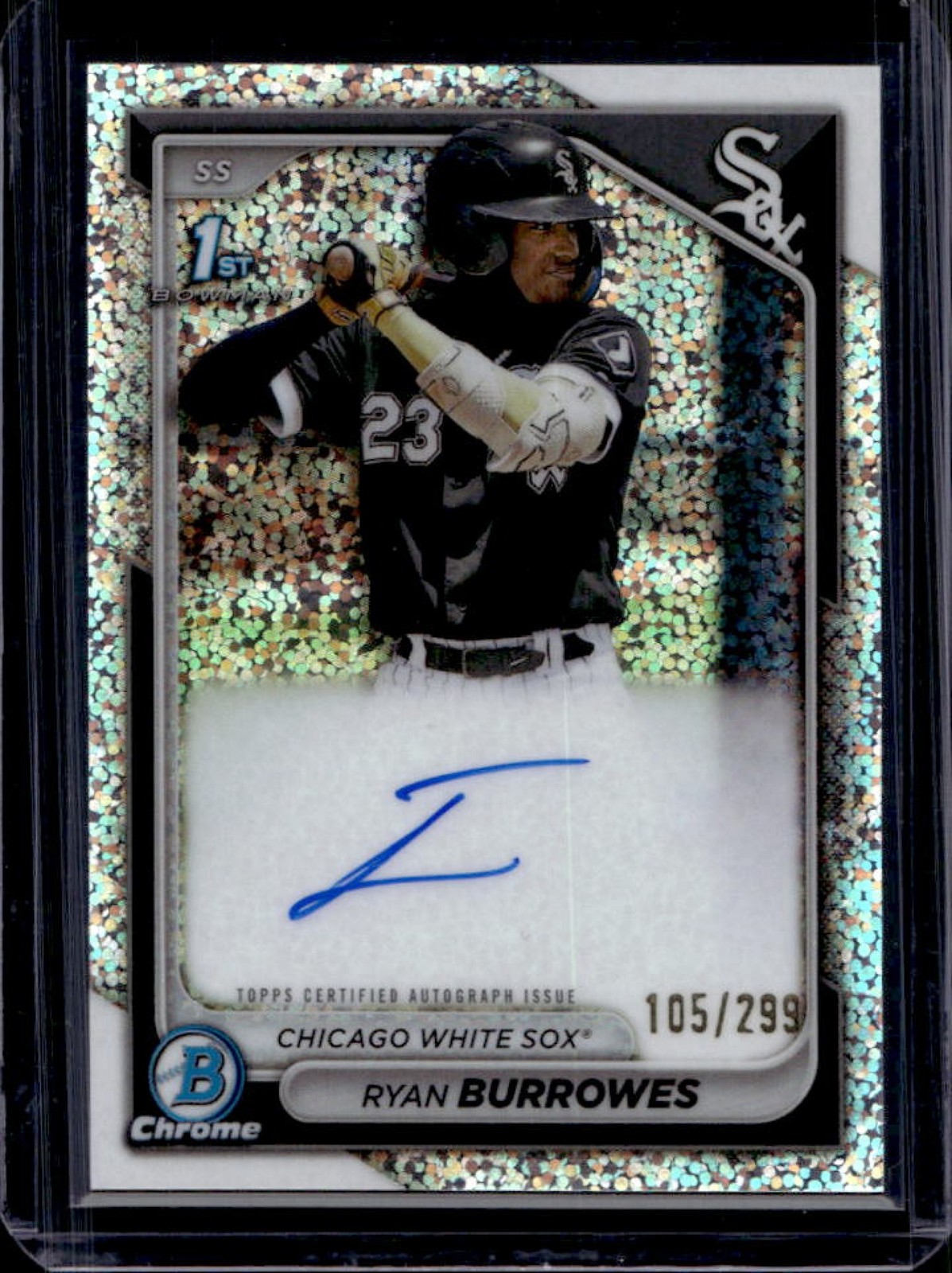 2024 Bowman Ryan Burrowes Chrome Auto Speckle Refractor 1st #/299 White Sox