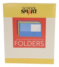 School Smart 2-Pocket Folders, Assorted Colors, Pack of 25 - 084900