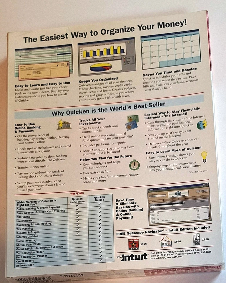 Intuit Quicken Starter Edition For Windows 95 & 3.1 NEW SEALED VINTAGE SOFTWARE  - Image 2 of 4