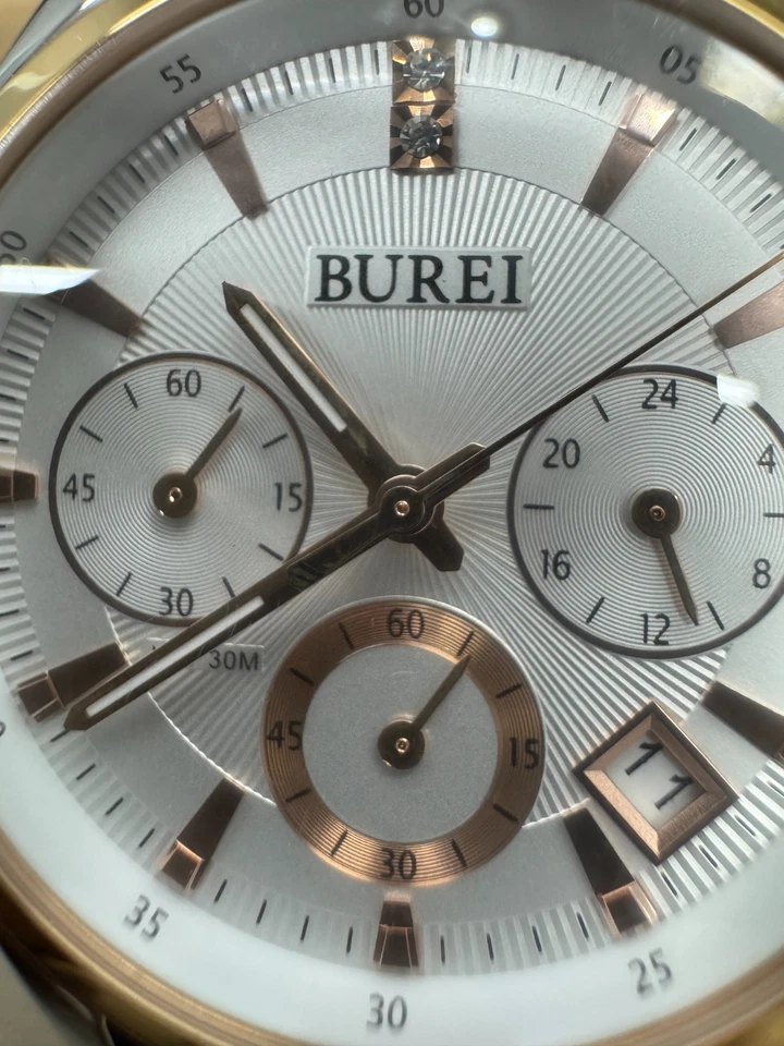 Reloj de Vestir Burei Hombre Oro Rosa - Elegante Cronógrafo Foto 4 de 4