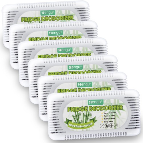 Fridge Deodorizer, (6 Pack) Fridge Odor Eliminator Natural Activated Charcoal...