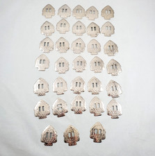 Lot of 33 Silver Tone Arrowhead Slotted Conchos Leather Craft Western Vintage