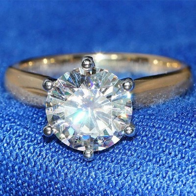 2,00 Kt Rund Diamant Solitär Verlobungsring 14 Karat Gelbgold- Finish Gr 50-60