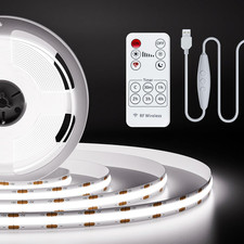 5V USB COB LED Strip Light 6.56Ft/2M 1200Lm, Dimmable 640Leds 6000K Daylight Whi