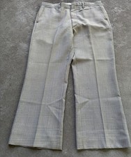 VTG 70s Men s Check Polyester Bootcut Flare Pants 36x27 10 Leg Scovill Zipper