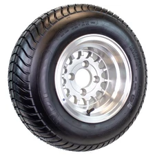 eCustomrim 205/65-10 Trailer Golf Cart ATV Offroad Tire On 10X7 Gloss Silver A8