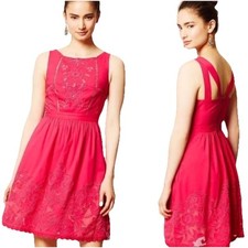 Anthropologie Moulinette Soeurs Rhododendron Pink Eyelet Dress 2 Barbiecore