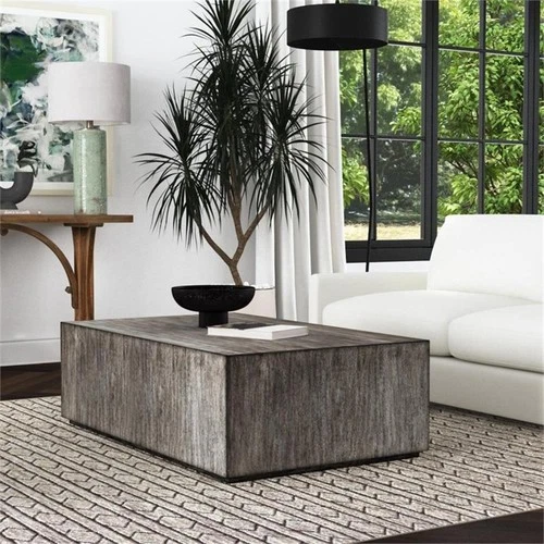 Uttermost Kareem Modern MDF Wood Coffee Table in Metallic Gray - Picture 6 of 7