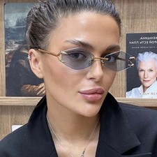 Rimless Square Sunglasses Diamond Shape UV400 Gradient Retro Travel Fashion